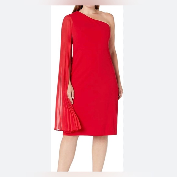 T-Tahari Vegan Leather Pleated Dress